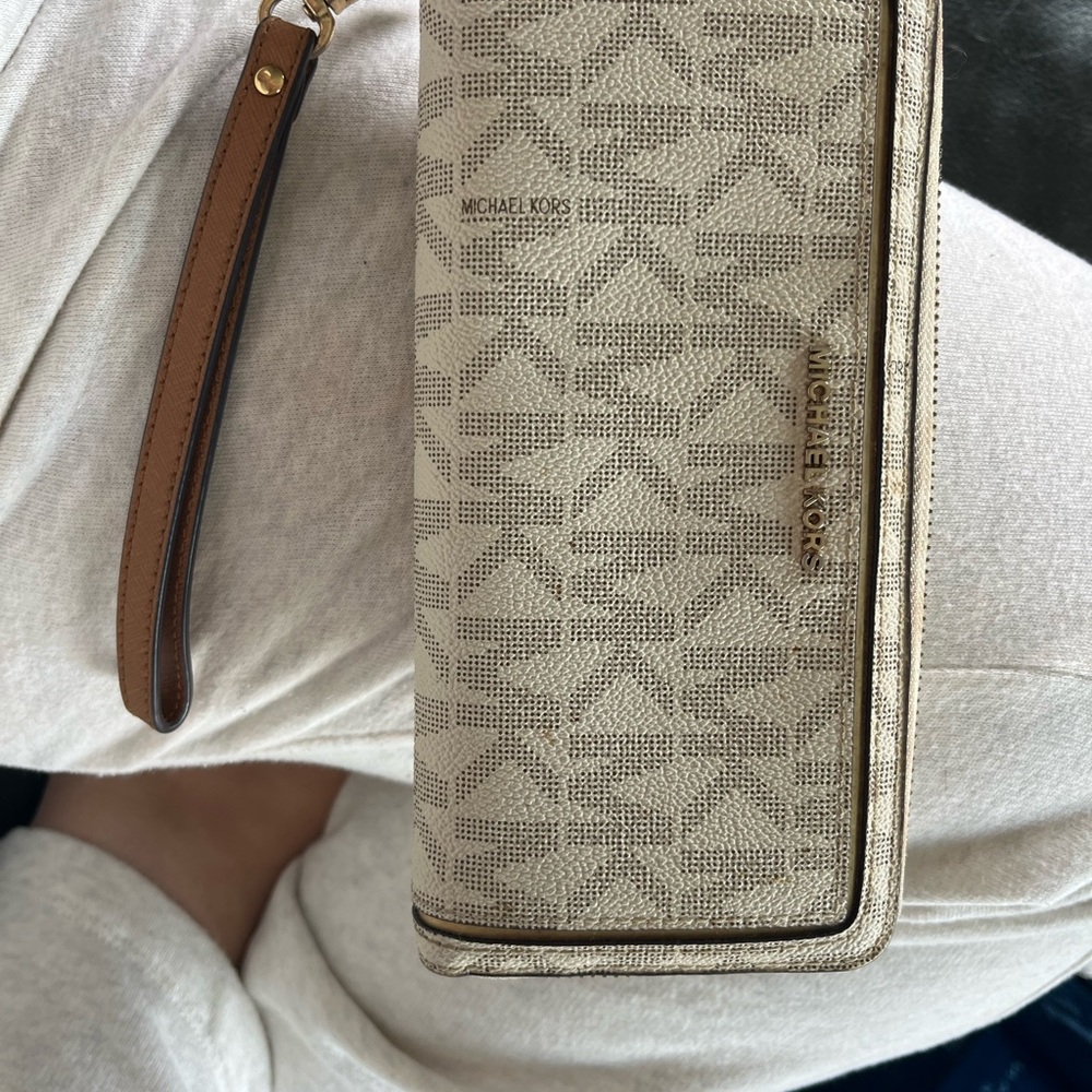 Michael Kors Tan Monogram Wristlet